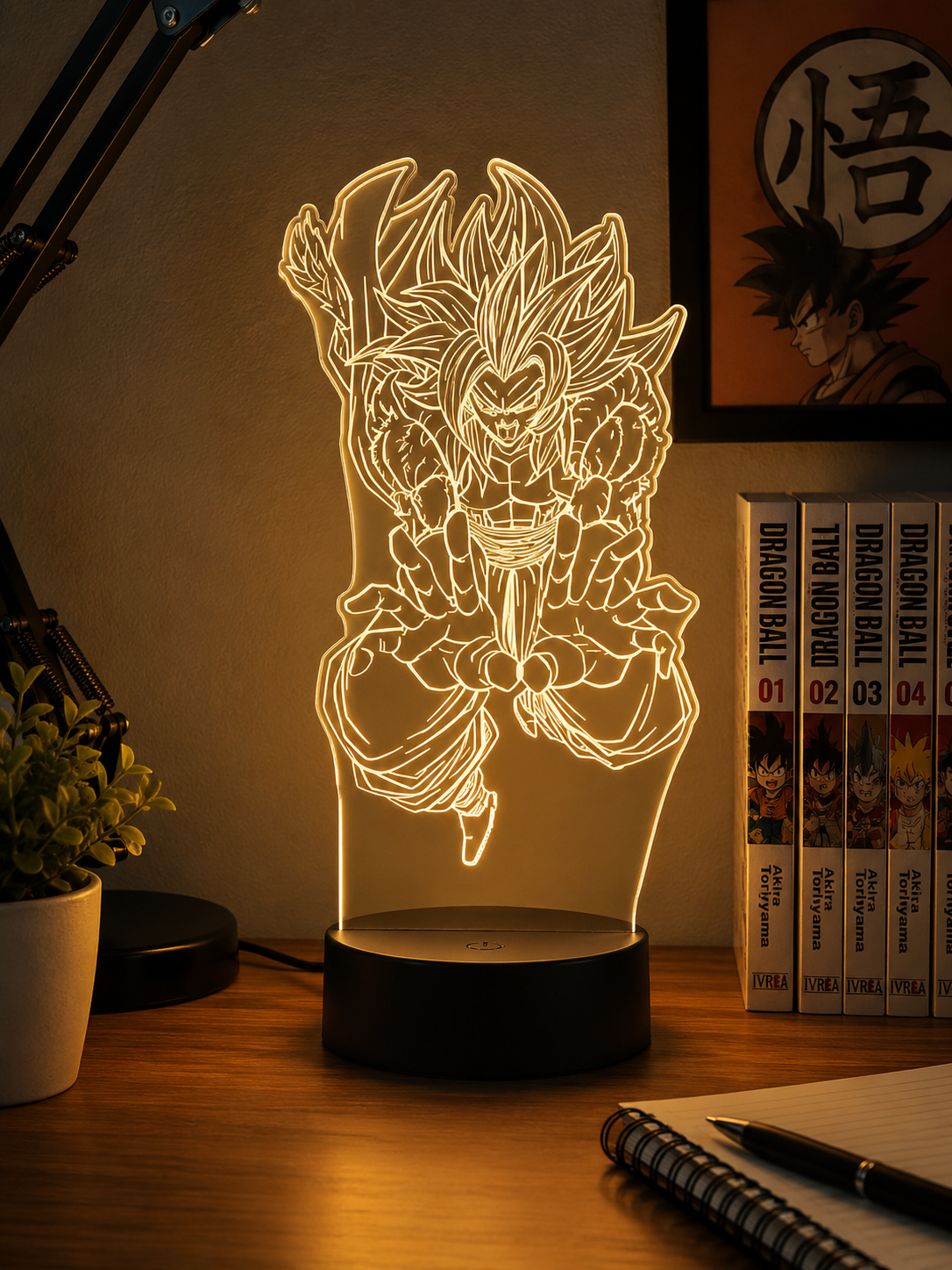 lámpara led dragon ball con diseño grabado en metacrilato lámpara led dragon ball con diseño grabado en metacrilato